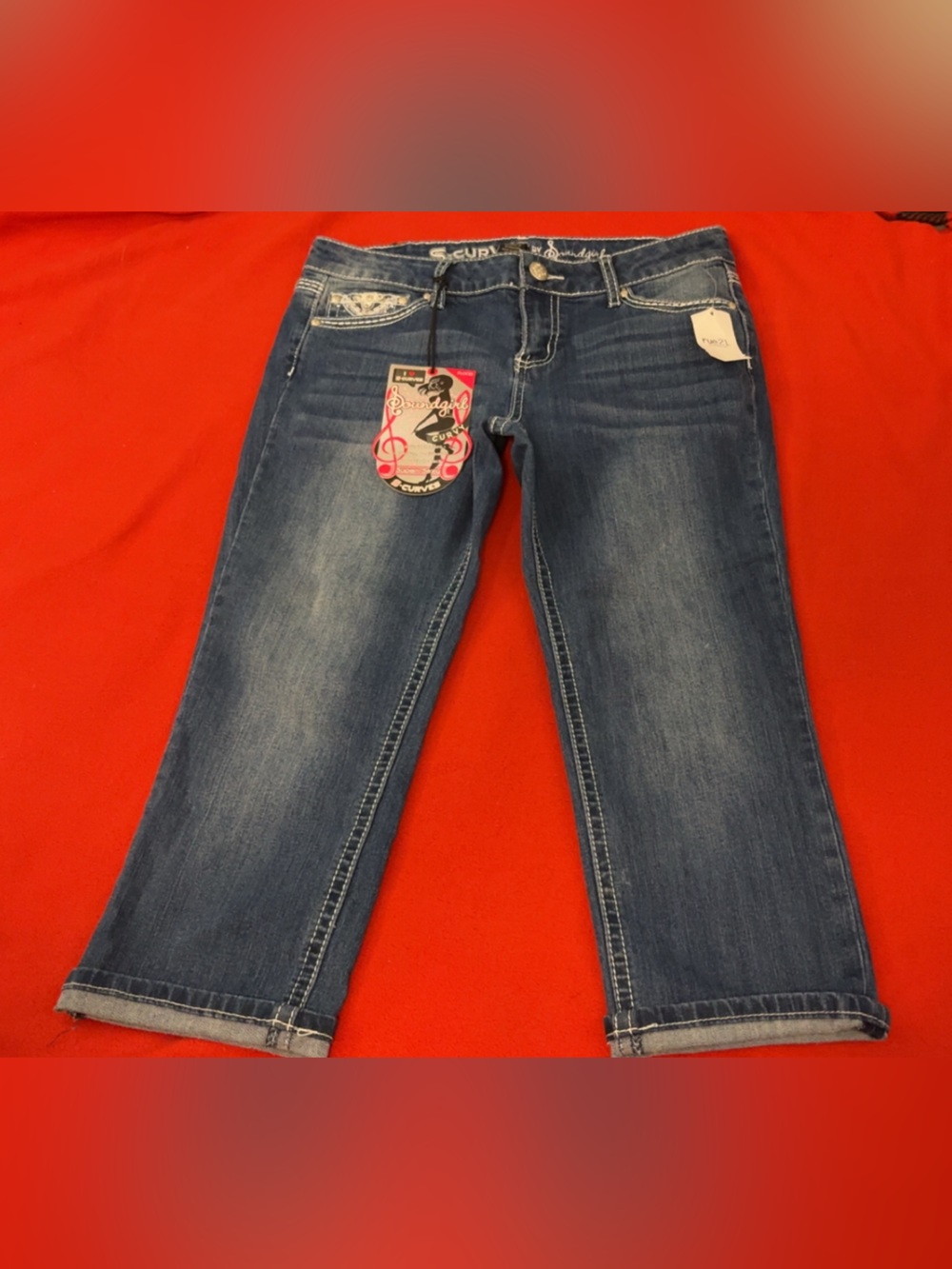 Vintage Soundgirl Blue Cropped Wide-Leg Jeans
